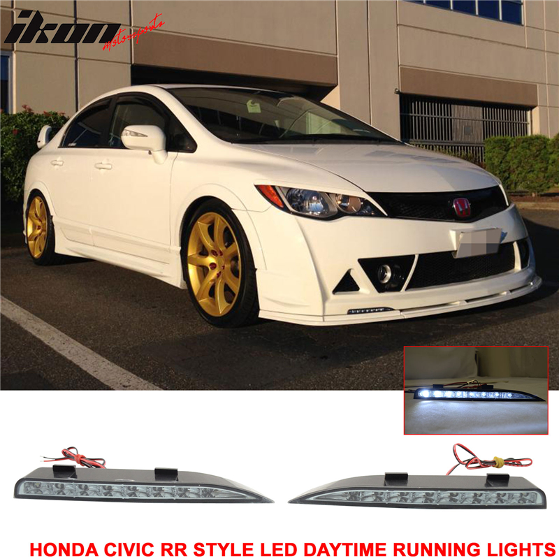 Fits 06-11 Civic Sedan Mugen RR Front Bumper & LED Daytime Running