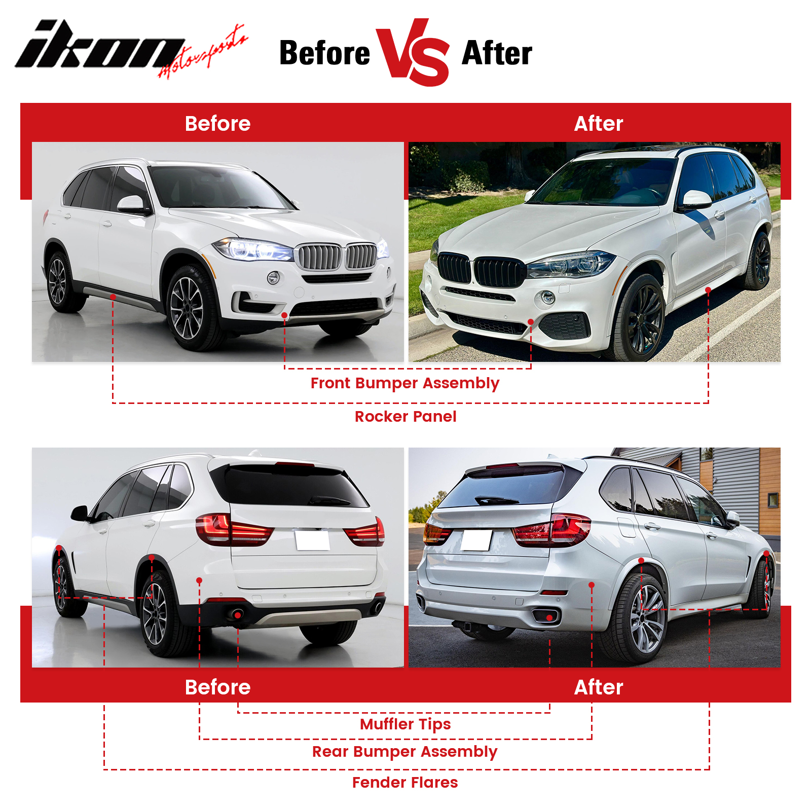 Fits 14-18 BMW F15 X5 Full Front + Rear Bumper Cover Conversion 