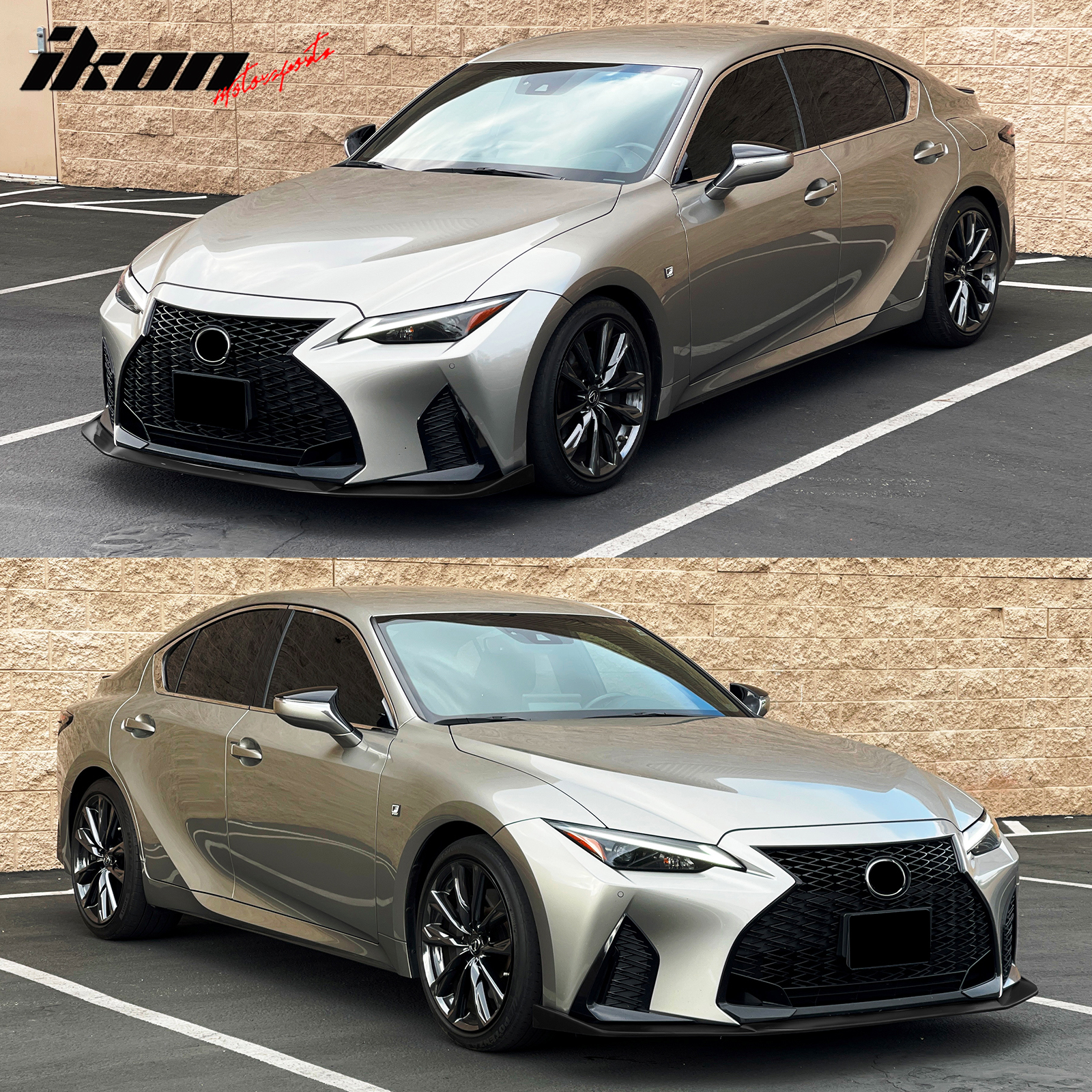 Fits 21-25 Lexus IS350 F Sport Sedan IKON ABS Front Bumper Lip 